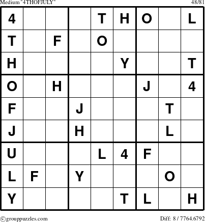 The grouppuzzles.com Medium 4THOFJULY-c1 puzzle for 