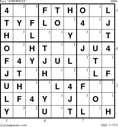 The grouppuzzles.com Easy 4THOFJULY-c1 puzzle for  with all 3 steps marked