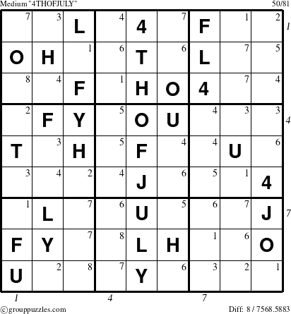 The grouppuzzles.com Medium 4THOFJULY-c5 puzzle for , suitable for printing, with all 8 steps marked