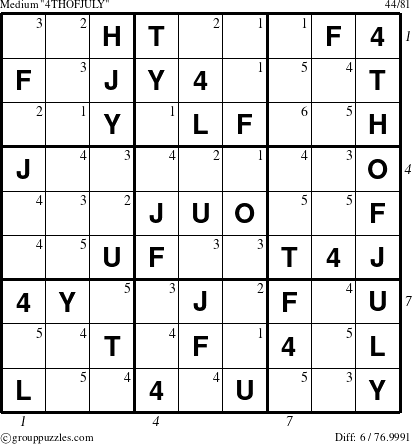 The grouppuzzles.com Medium 4THOFJULY-c9 puzzle for  with all 6 steps marked