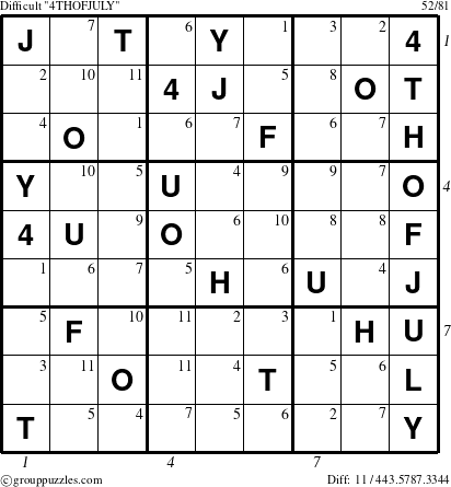 The grouppuzzles.com Difficult 4THOFJULY-c9 puzzle for  with all 11 steps marked