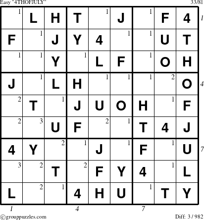 The grouppuzzles.com Easy 4THOFJULY-c9 puzzle for  with all 3 steps marked