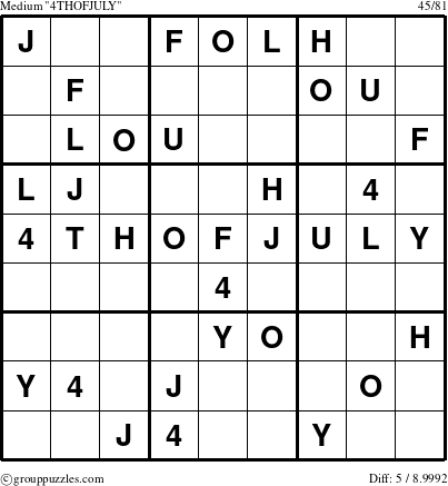 The grouppuzzles.com Medium 4THOFJULY-r5 puzzle for 