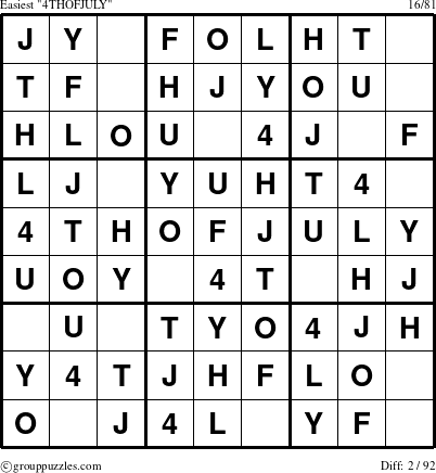 The grouppuzzles.com Easiest 4THOFJULY-r5 puzzle for 