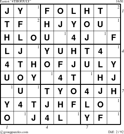 The grouppuzzles.com Easiest 4THOFJULY-r5 puzzle for  with all 2 steps marked