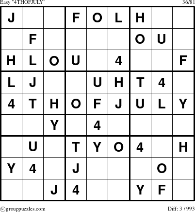 The grouppuzzles.com Easy 4THOFJULY-r5 puzzle for 