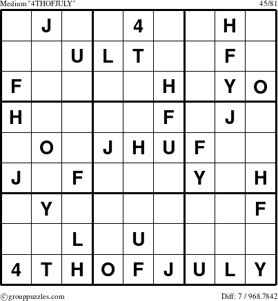 The grouppuzzles.com Medium 4THOFJULY-r9 puzzle for 