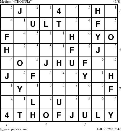 The grouppuzzles.com Medium 4THOFJULY-r9 puzzle for , suitable for printing, with all 7 steps marked