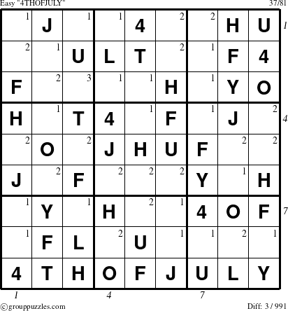 The grouppuzzles.com Easy 4THOFJULY-r9 puzzle for , suitable for printing, with all 3 steps marked