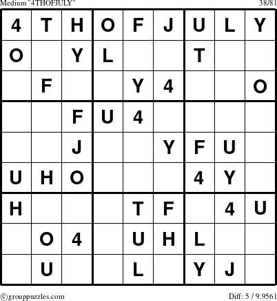 The grouppuzzles.com Medium 4THOFJULY puzzle for 