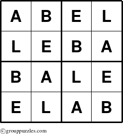 The grouppuzzles.com Answer grid for the Abel puzzle for 