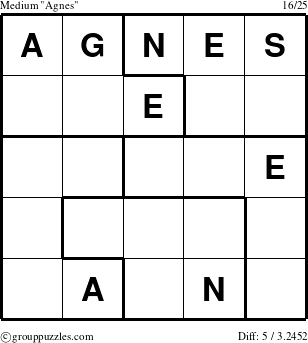 The grouppuzzles.com Medium Agnes puzzle for 