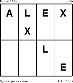 The grouppuzzles.com Easiest Alex puzzle for 