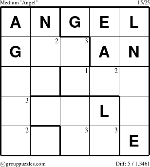 The grouppuzzles.com Medium Angel puzzle for  with the first 3 steps marked