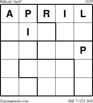 The grouppuzzles.com Difficult April puzzle for 