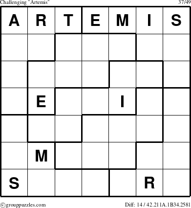 The grouppuzzles.com Challenging Artemis puzzle for 