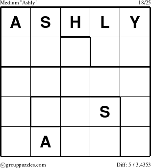 The grouppuzzles.com Medium Ashly puzzle for 