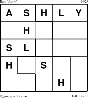 The grouppuzzles.com Easy Ashly puzzle for 