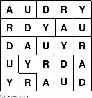 The grouppuzzles.com Answer grid for the Audry puzzle for 