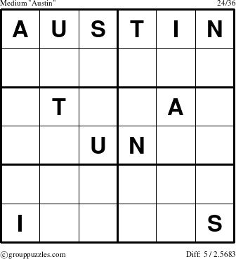 The grouppuzzles.com Medium Austin puzzle for 