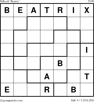 The grouppuzzles.com Difficult Beatrix puzzle for 