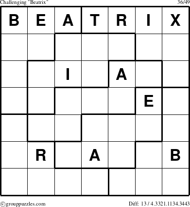 The grouppuzzles.com Challenging Beatrix puzzle for 