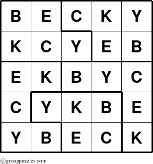 The grouppuzzles.com Answer grid for the Becky puzzle for 