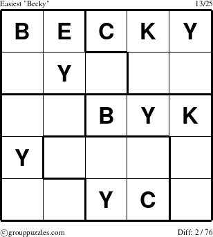 The grouppuzzles.com Easiest Becky puzzle for 