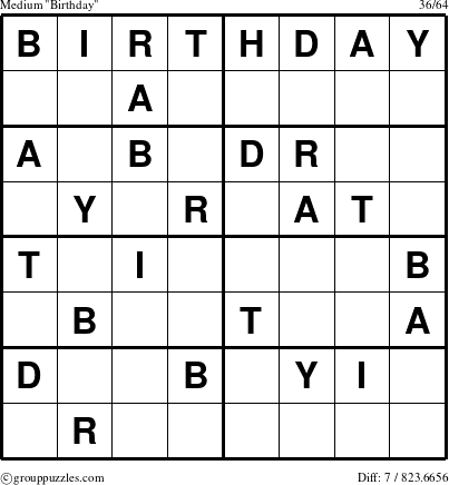 The grouppuzzles.com Medium Birthday puzzle for 