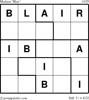 The grouppuzzles.com Medium Blair puzzle for 