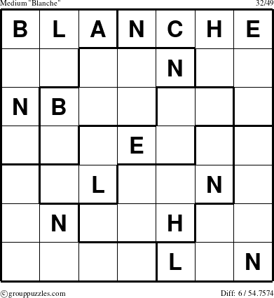 The grouppuzzles.com Medium Blanche puzzle for 