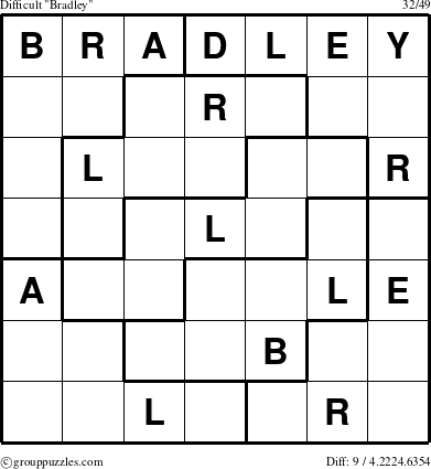 The grouppuzzles.com Difficult Bradley puzzle for 