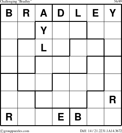 The grouppuzzles.com Challenging Bradley puzzle for 