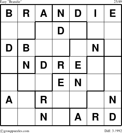 The grouppuzzles.com Easy Brandie puzzle for 