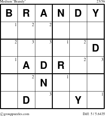 The grouppuzzles.com Medium Brandy puzzle for  with the first 3 steps marked