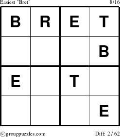 The grouppuzzles.com Easiest Bret puzzle for 