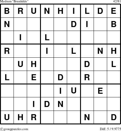 The grouppuzzles.com Medium Brunhilde puzzle for 