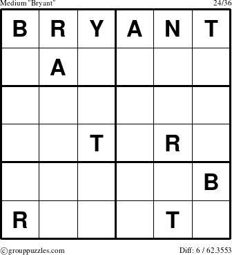 The grouppuzzles.com Medium Bryant puzzle for 