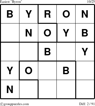 The grouppuzzles.com Easiest Byron puzzle for 