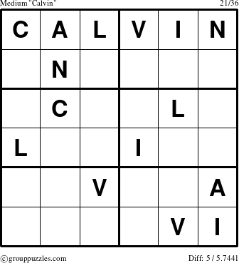 The grouppuzzles.com Medium Calvin puzzle for 