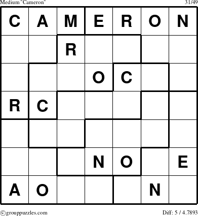 The grouppuzzles.com Medium Cameron puzzle for 