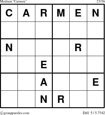 The grouppuzzles.com Medium Carmen puzzle for 