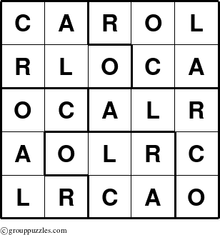 The grouppuzzles.com Answer grid for the Carol puzzle for 