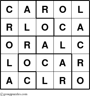 The grouppuzzles.com Answer grid for the Carol puzzle for 