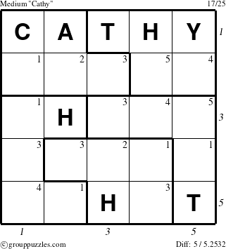 The grouppuzzles.com Medium Cathy puzzle for  with all 5 steps marked