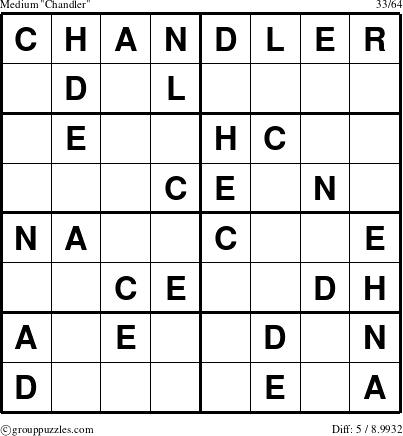 The grouppuzzles.com Medium Chandler puzzle for 