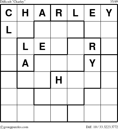 The grouppuzzles.com Difficult Charley puzzle for 