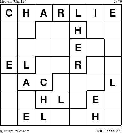 The grouppuzzles.com Medium Charlie puzzle for 