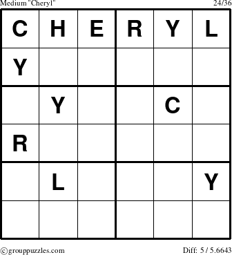 The grouppuzzles.com Medium Cheryl puzzle for 