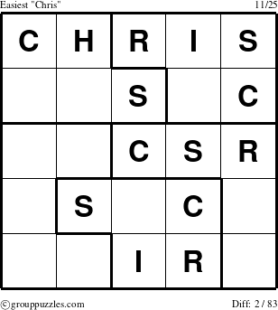 The grouppuzzles.com Easiest Chris puzzle for 